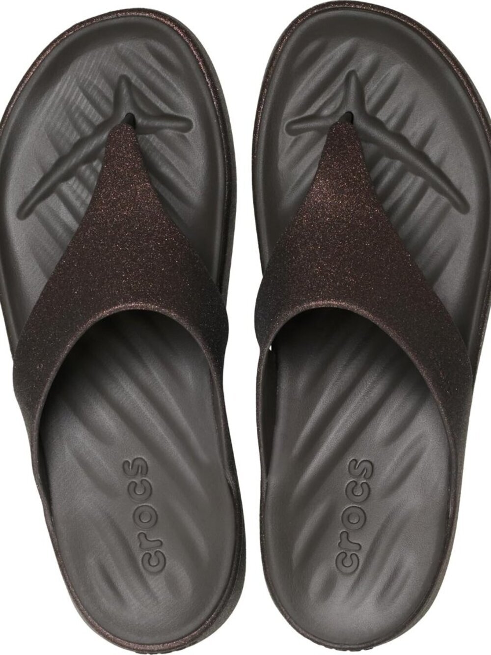 Women's Crocs Dark Cocoa Getaway Triangle Imported Slip on Flip Flops - Picture 4 of 7